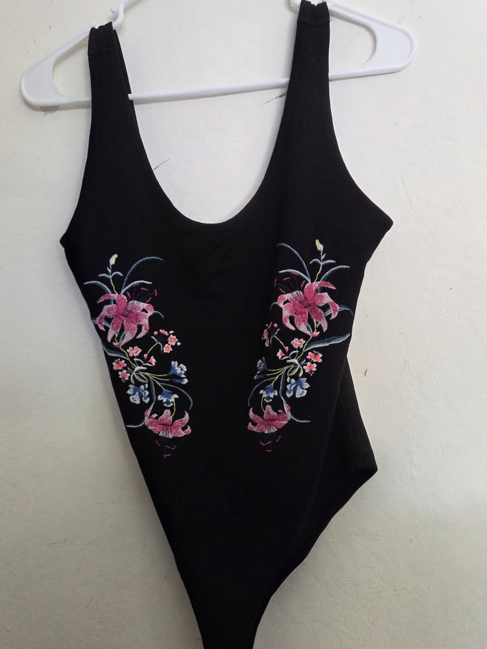 Black Floral Embroidered Sleeveless Bodysuit Forever 21